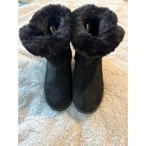 Women's Black SO Suede Faux Fur Boots Size 6.5